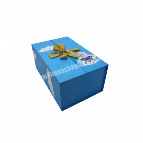 Custom Book Shape Double Door Closure Gift Paper Box With Ribbon