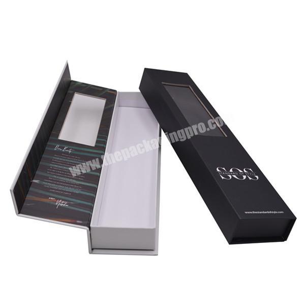 Custom book shape paper luxury magnet box wig packaging human hair extension gift box with clear window