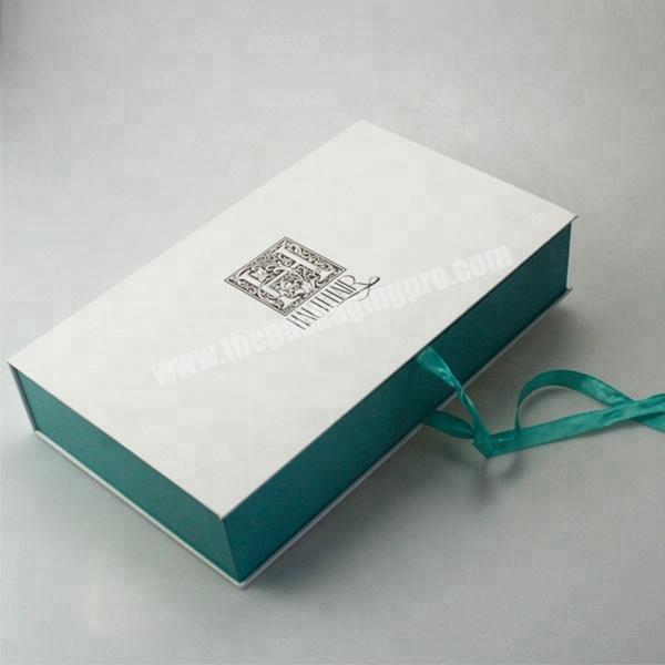custom book shape printing eco friendly virgin hair extension packaging box with luxury ribbon