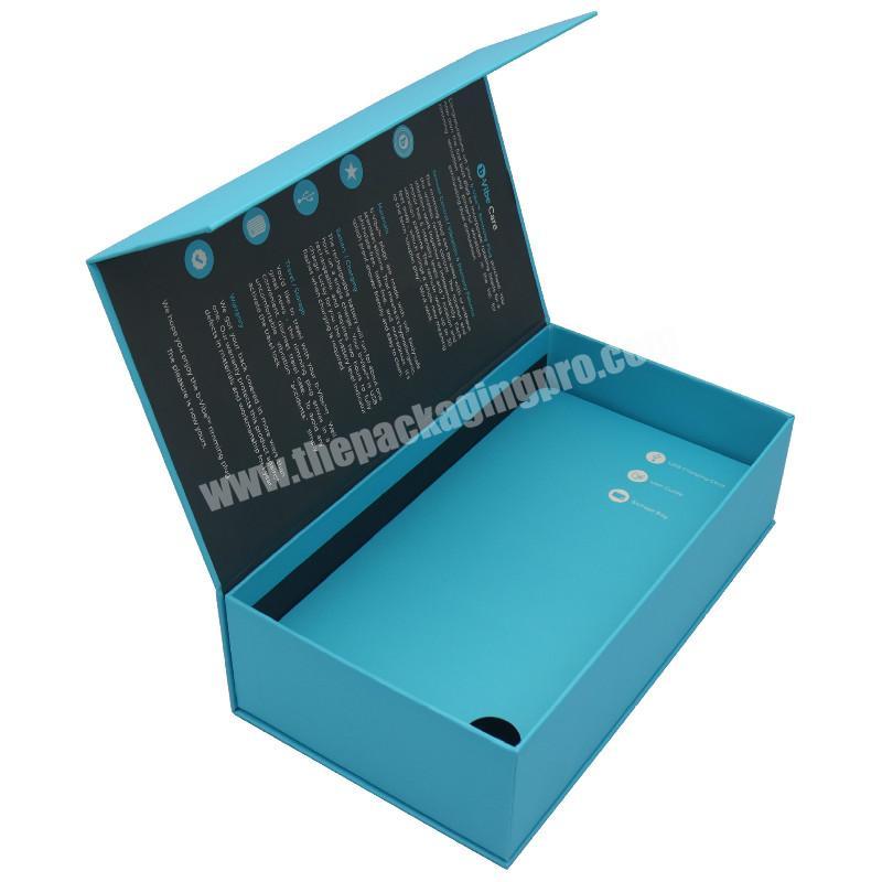 Custom Book Shaped Blue Rigid Cardboard Boxes magnetic Packing Cardboard boxes for phone