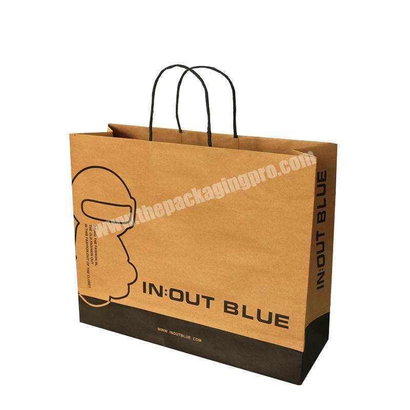 custom brand logo printing brown kraft paper bag with twisted paper handle manufacturer