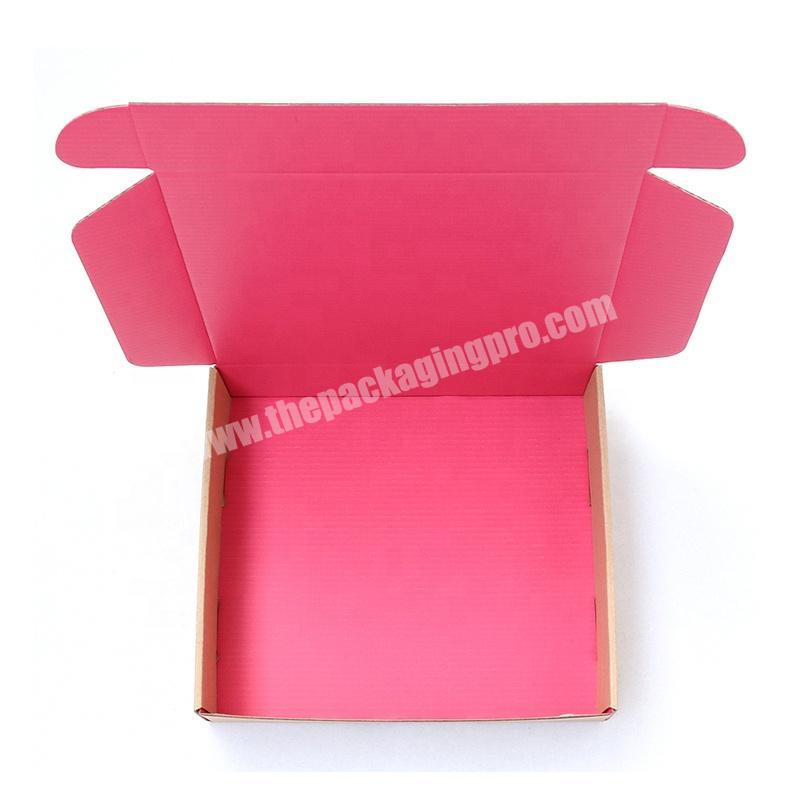 Custom brand logo printing pink Corrugated Mailer Box Shoes Clothes packaging box for Shipping