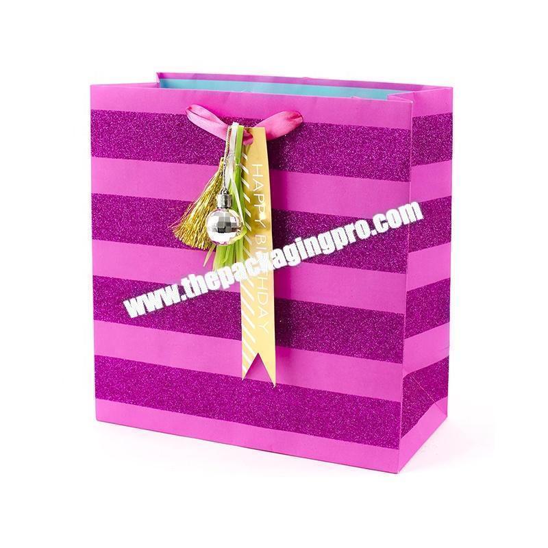 Custom Branded Logo pink Hot Stamping Shopping Promotion Paper Gift Bag