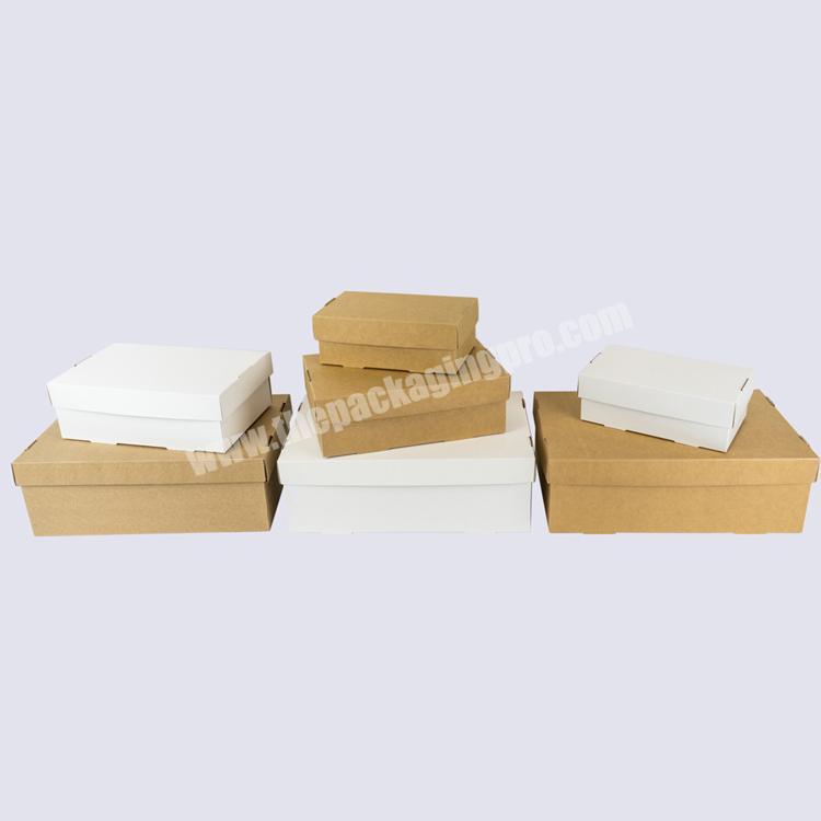 Custom brown white kraft paper cardboard shoe box packaging