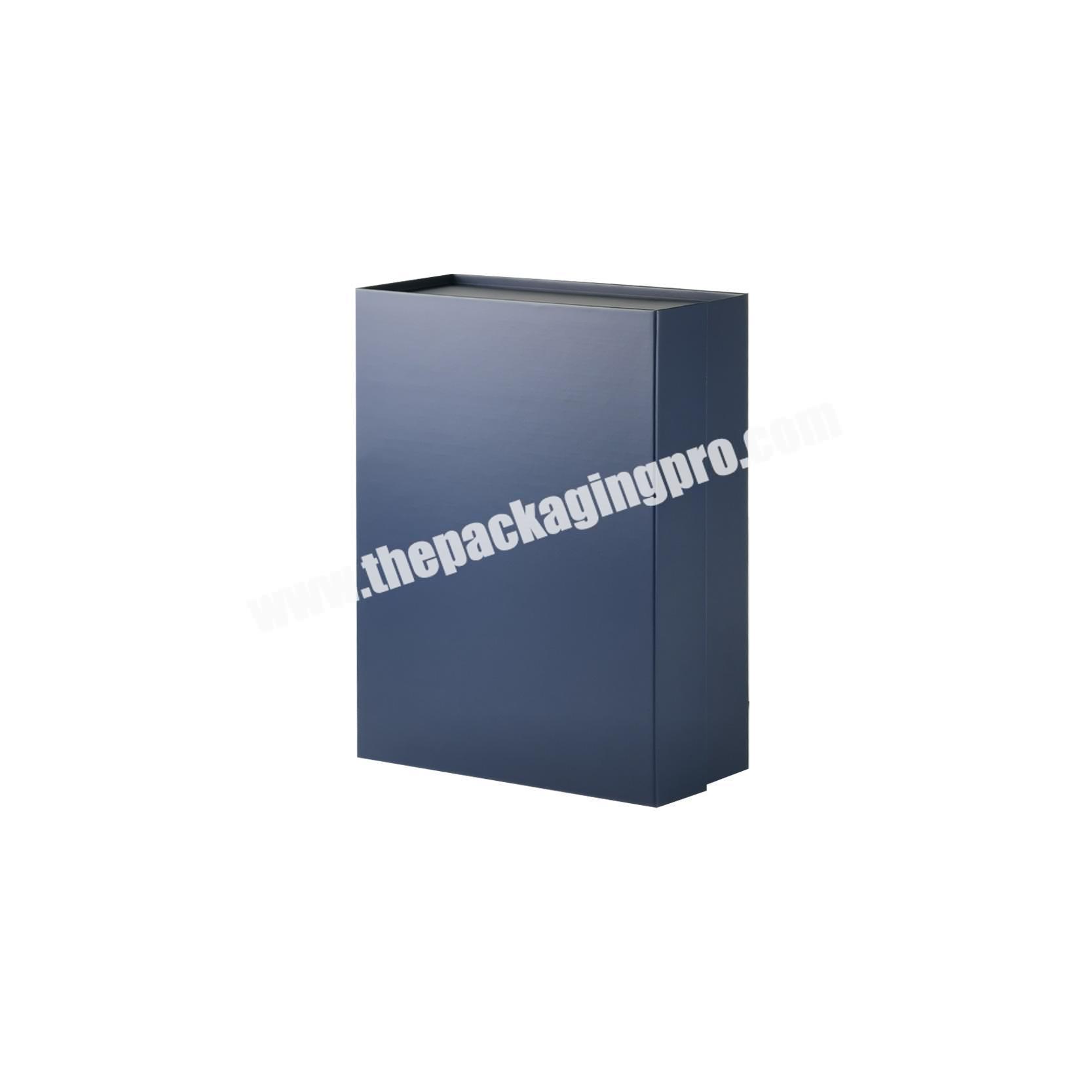 Custom bulk deep blue magnet shut folding gift boxes with magnetic lid