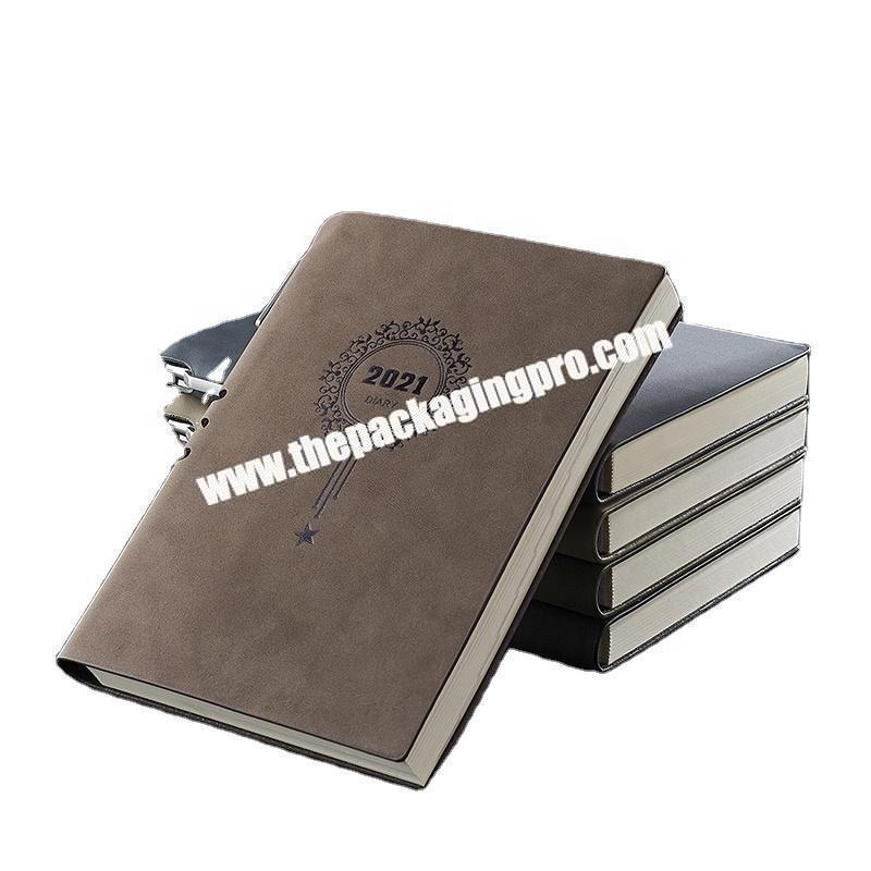Custom Business Office Writing Handmade Stationery Notebooks Soft Pu Leather Cover 2021 Diary Notebook With Embossed Logo
