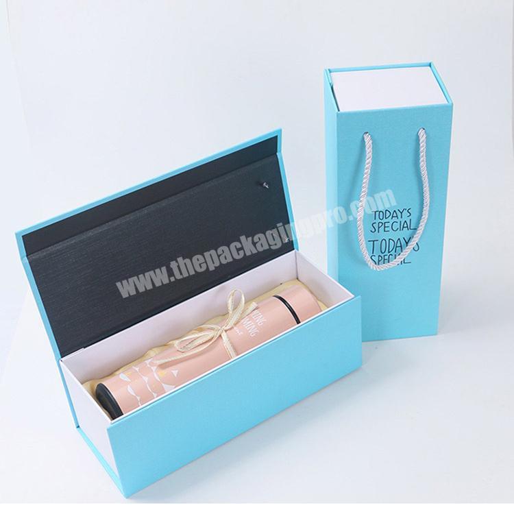 custom cardboard boxes with logo Magnetic wine Box dimensions packaging with handle