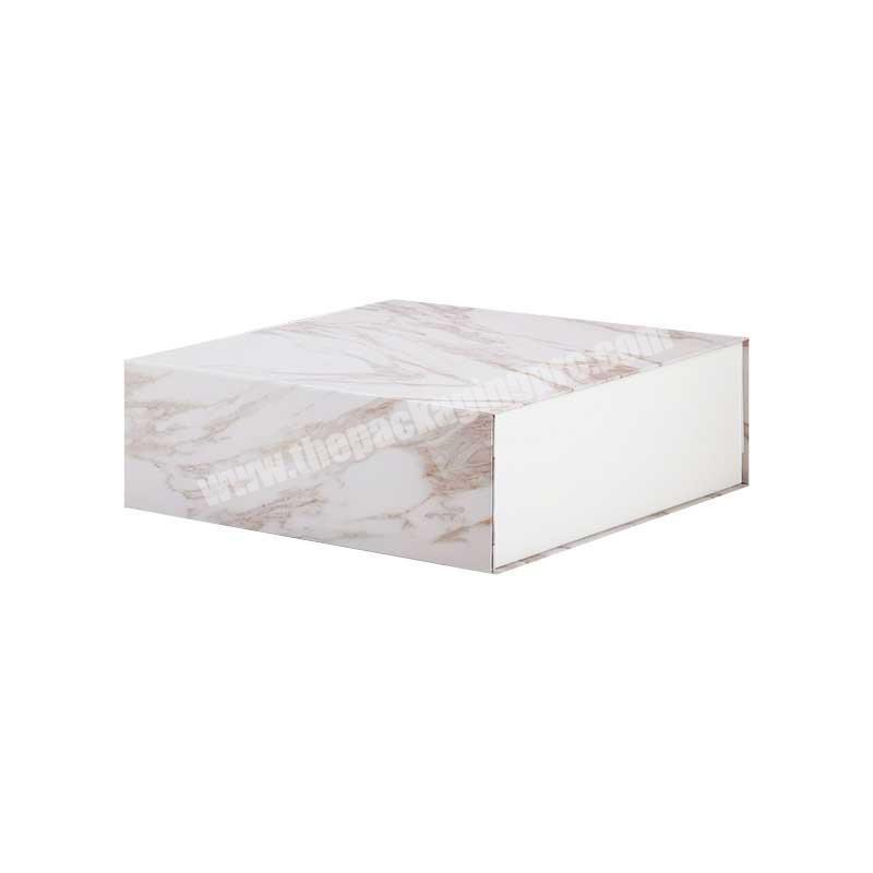 Custom cardboard magnetic folding marble paper gift boxes packaging