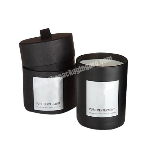 Custom Cardboard Paper Kraft Biodegradable Carton Packing Craft Small Candle Black Tube Cylinder Packaging Box