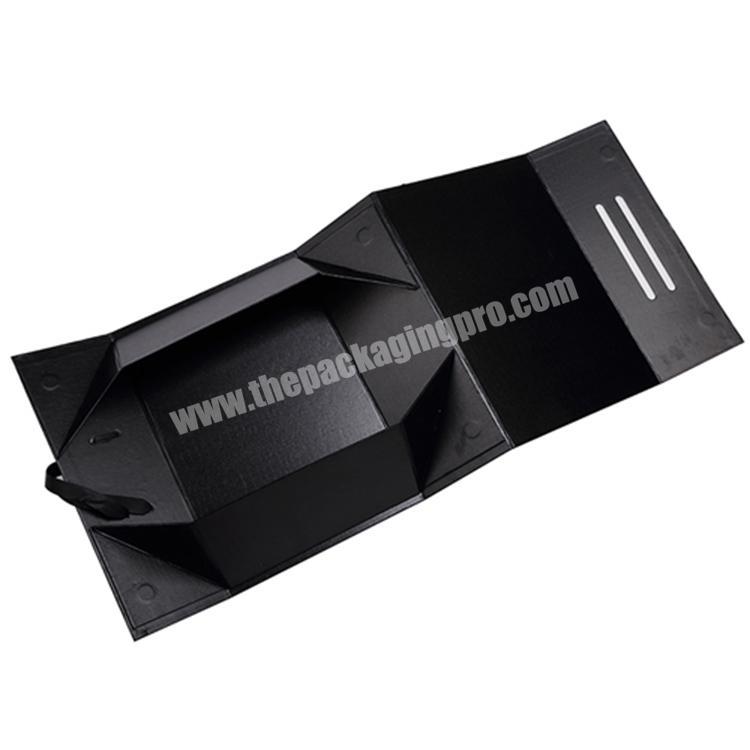 custom cardboard rigid gift black folding box