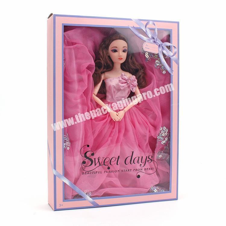 Custom Cardboard transparent Barbie Doll Packaging retail display Box