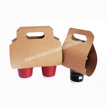 Custom cheap convenient kraft paper drinks carrier take away coffee milk cups carrier