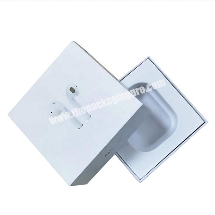 Custom cheap design small white retail packaging hard paper mini earphone package box with EVA inner