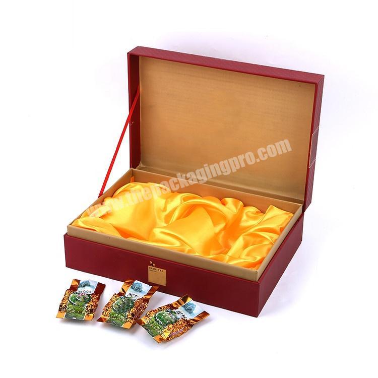 Custom Cheap Food Grade Cardboard Paper Clamshell Chinese Tea Gift Box With Silk Insert
