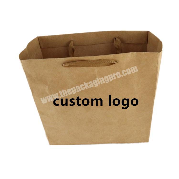 Custom Cheap Logo Printed Recycled Take Away Food Packaging Shopping Brown Kraft Shopping Paper Bag With ribbon for clothing