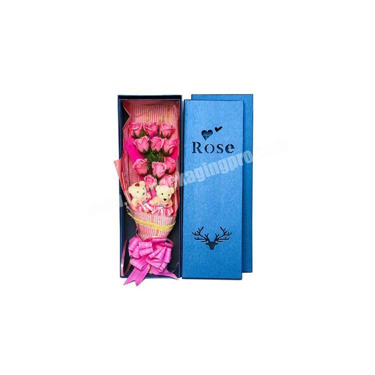 Custom cheap price rectangle rigid paper cardboard rose flower gift box
