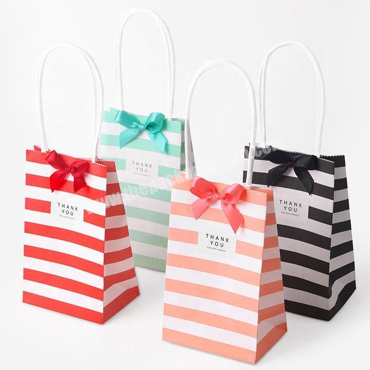 Custom Cheap Printed Striped Small Mini Gift Tote Paper Bag For Candy