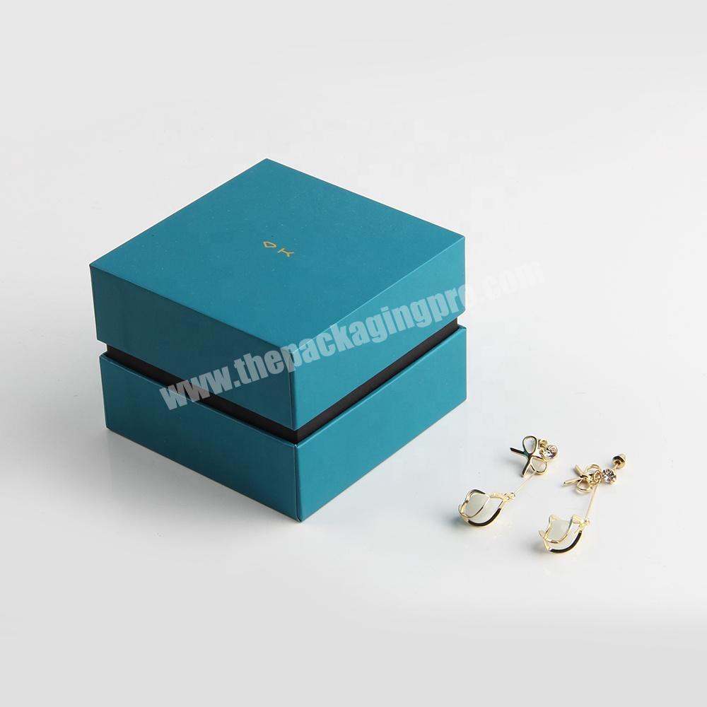 custom cheap small square blue paper cardboard earring gift box