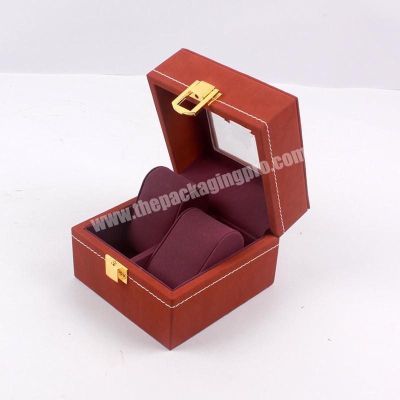 Custom clamshell gift box with lock clear window for watch