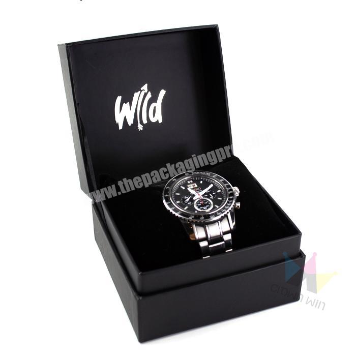 Custom Classical Black Square Rigid Beauty Paper Birthday Gift Single Watch Packaging Box With Small Pillow