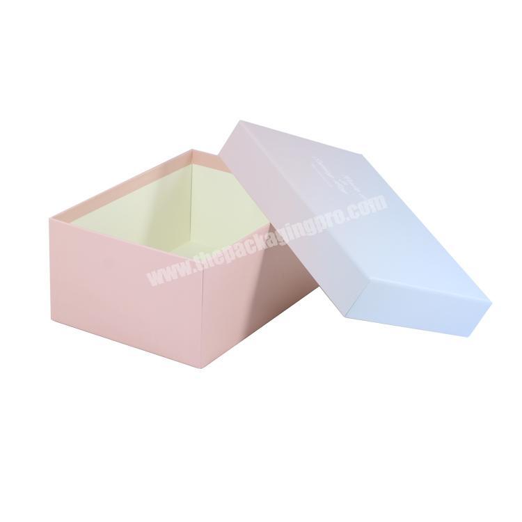 Custom CMYK matt embossed pink rigid cardboard box with separate lid