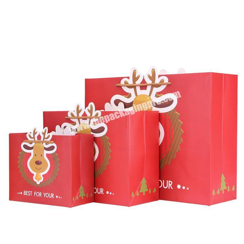 Custom CMYK packaging paper Christmas gift bag for wholesale