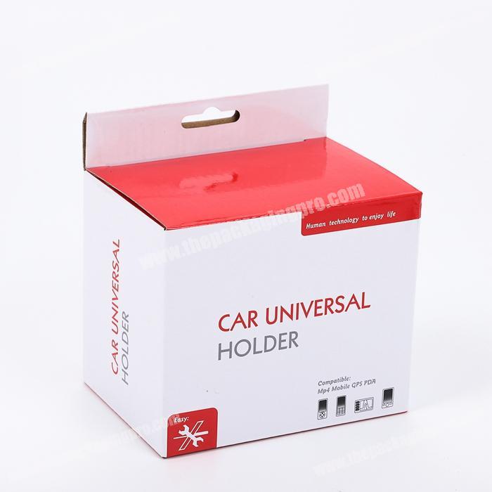 Custom CMYK Printed Corrugated Product Cardboard Retail Box Tuck Top Car Universal Holder Hanging Packaging for Shipping