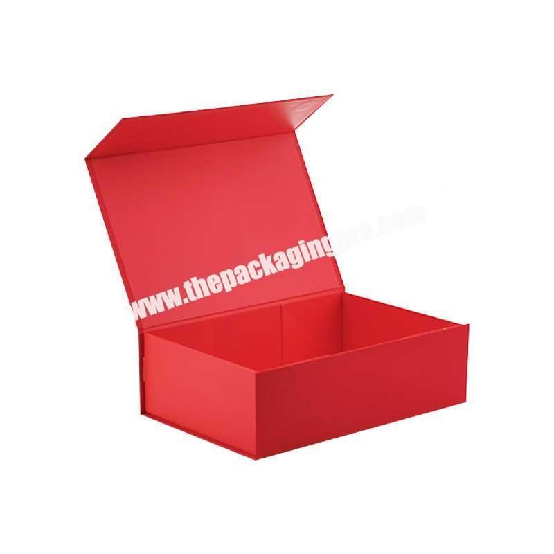 Custom collapsible luxury red fabric magnetic closure high end gift box