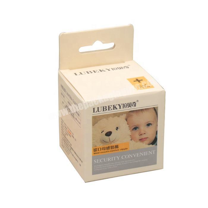 Custom colorful cardboard paper box baby nipple packaging with hanging hole