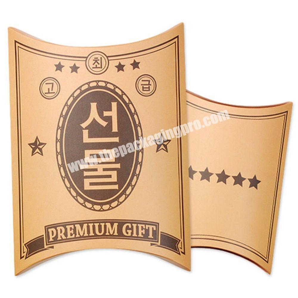 Custom colorful kraft paper wedding gift pillow box with logo