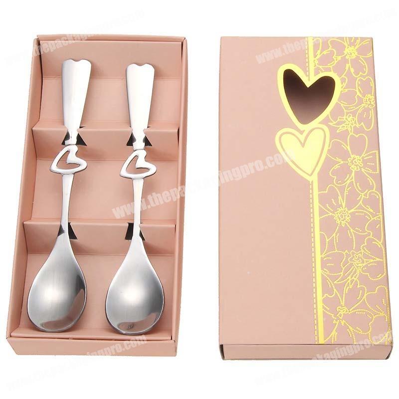 Custom colorful logo matte luxury cheap printed exquisite knife fork set packaging spoon gift storage box
