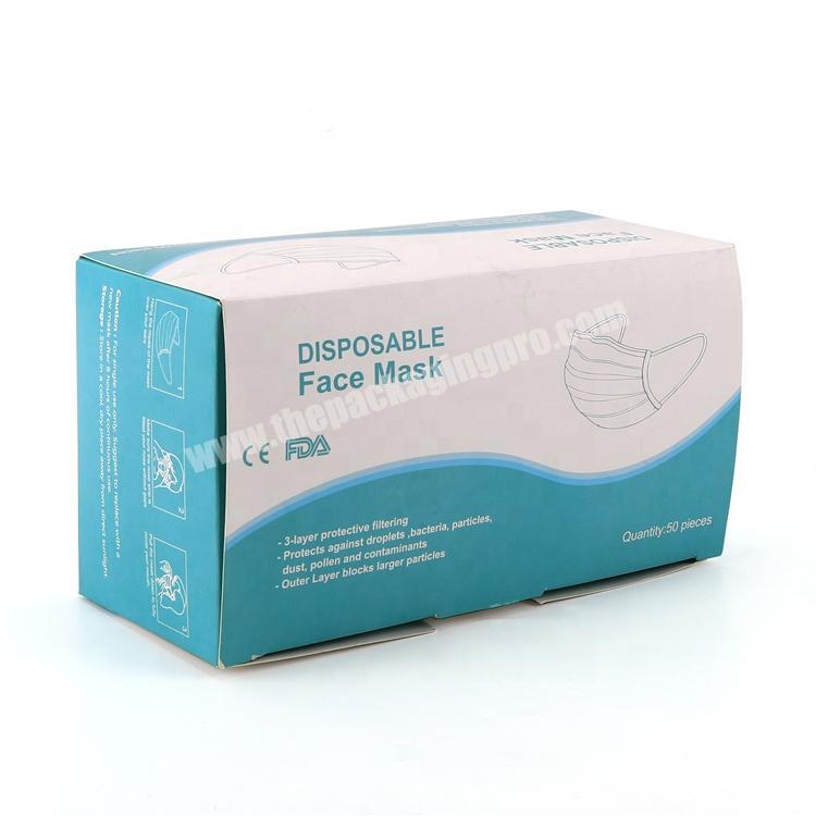 Custom Colorful Printing Mouth Dust Paper Packing Packaging Box for Disposable Medical Surgical Face Mask