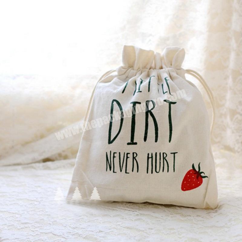custom cotton drawstring pouch bag packaging