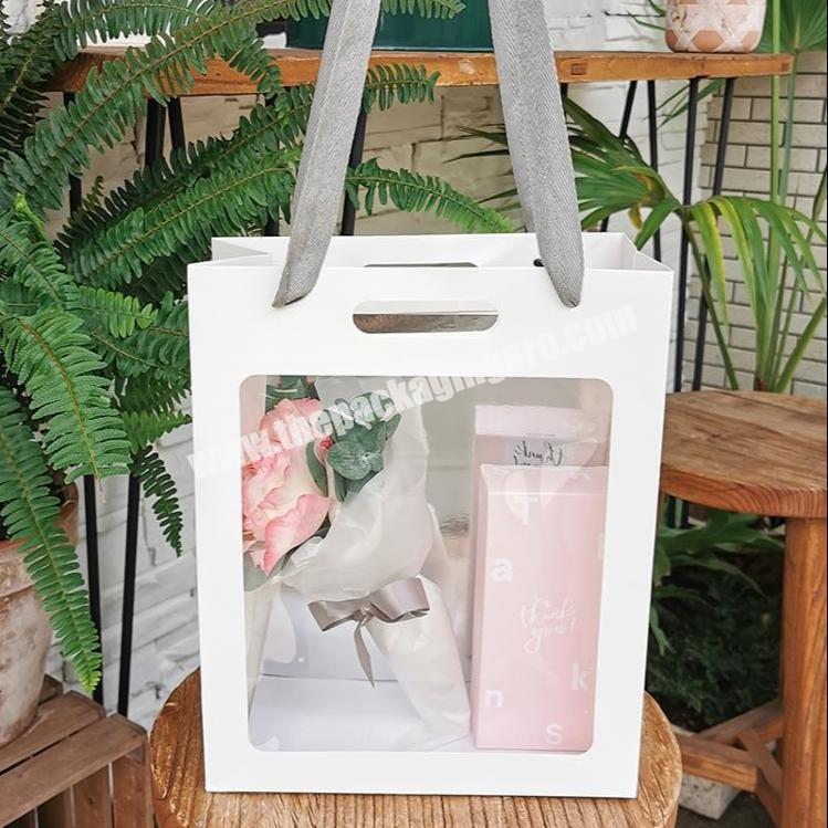 Custom creative backpack decorative transparent bouquet rose flower packaging gift box