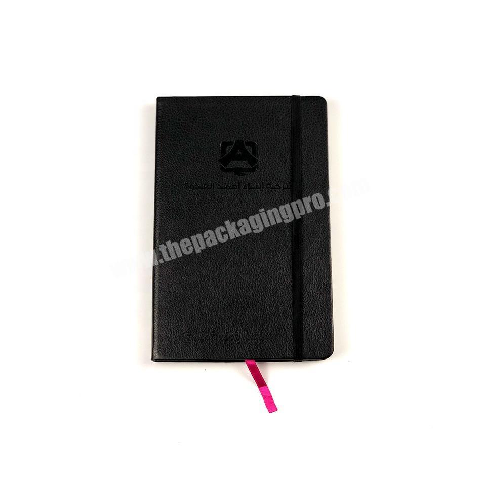 Custom Debossed Logo Elastic Band Closure A5 PU Leather Hardcover Notebook