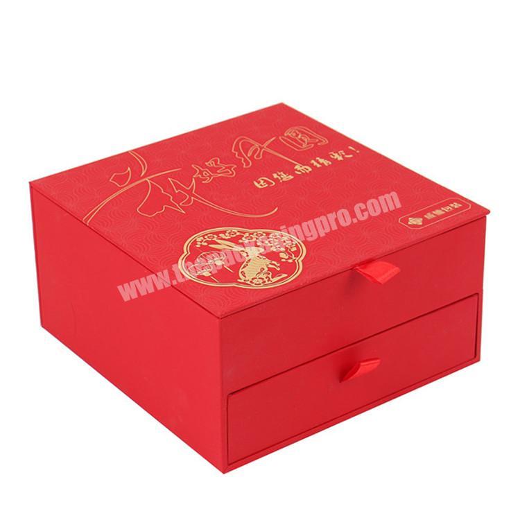 custom deign rigid cardboard mooncake gift box with drawer