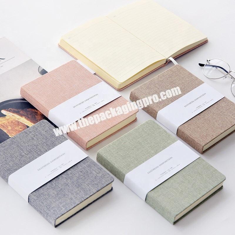 Custom Design A5 A6 Small Mini Academic Diary With Ribbon Bookmark Business Journal Lined Weekly Planner Fabric Linen Notebook