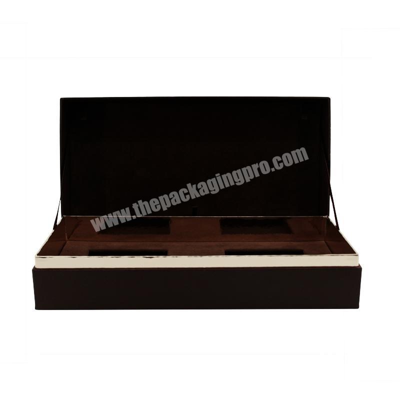 Custom design brown rigid magnetic closure gift box wholesale