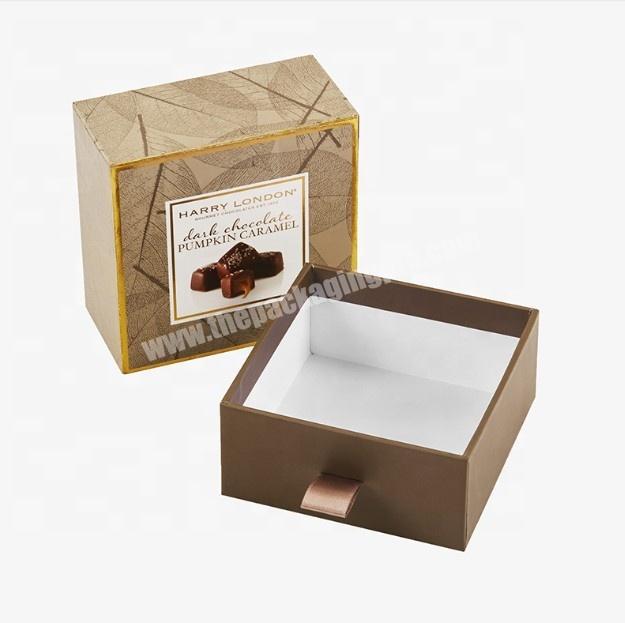 Custom Design Chocolate Drawer Style Gift Box Slide Open with Ribbon