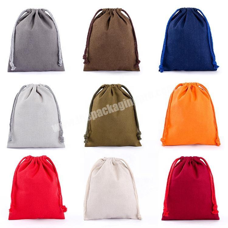 Custom design colored cotton canvas drawstring gift packaging bags
