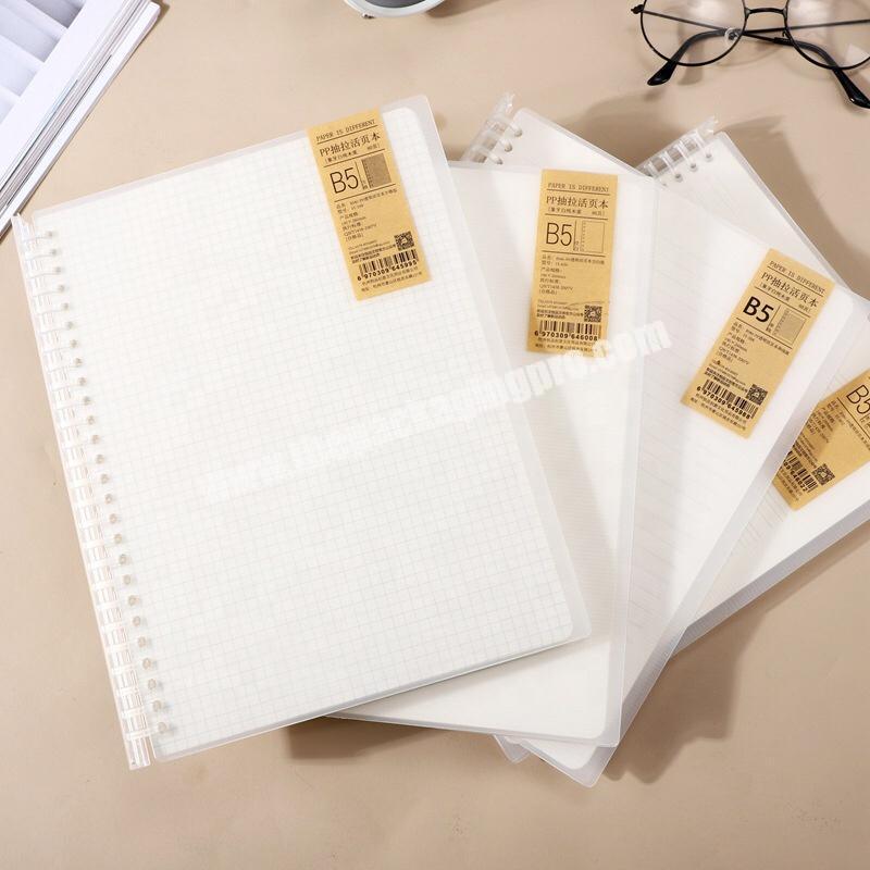 Custom Design Dotted Plain Lined Grid Paper A4 A5 B5 Loose Leaf Binding Journal School Exercise PP Plastic Cover Coil Notebook