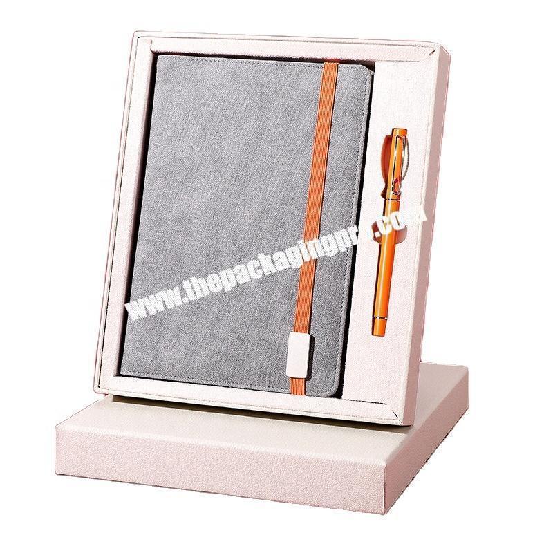 Custom Design Elastic Band Grey Self Care Motivation Journal Academic PU Leather Diary Promotion Gift Notebook Set With Pen