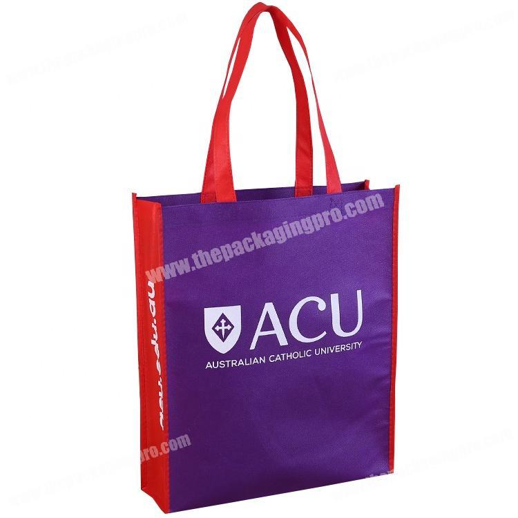 Custom design fashion purple fabric non-woven shopping bag