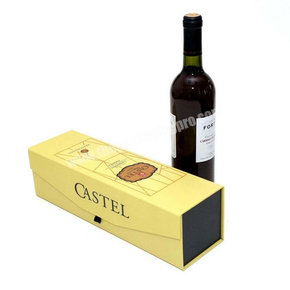 Custom design foldable rigid cardboard wine bottle packaging gift box