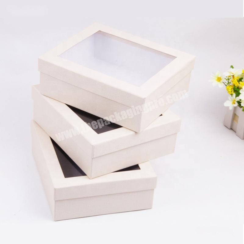 Custom design highend paper gift box with lid pvc window cardboard box