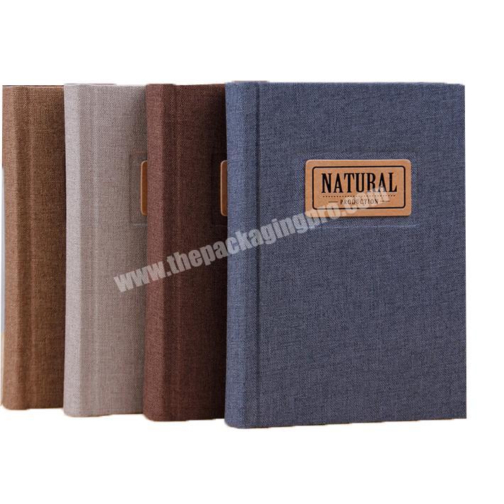 Custom design linen hard cover fabric canvas notebooks print