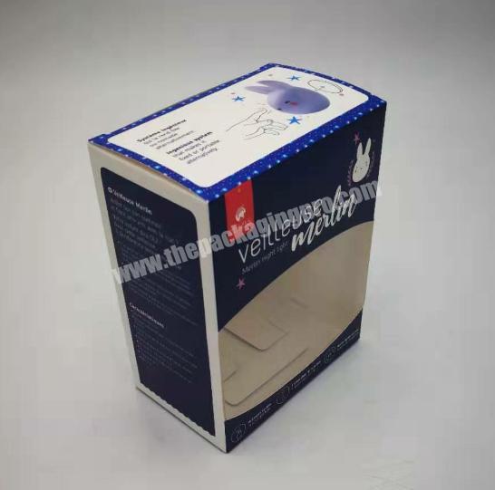 Custom design logo printed folding paper packages box with clear PVC window for mini LED night light