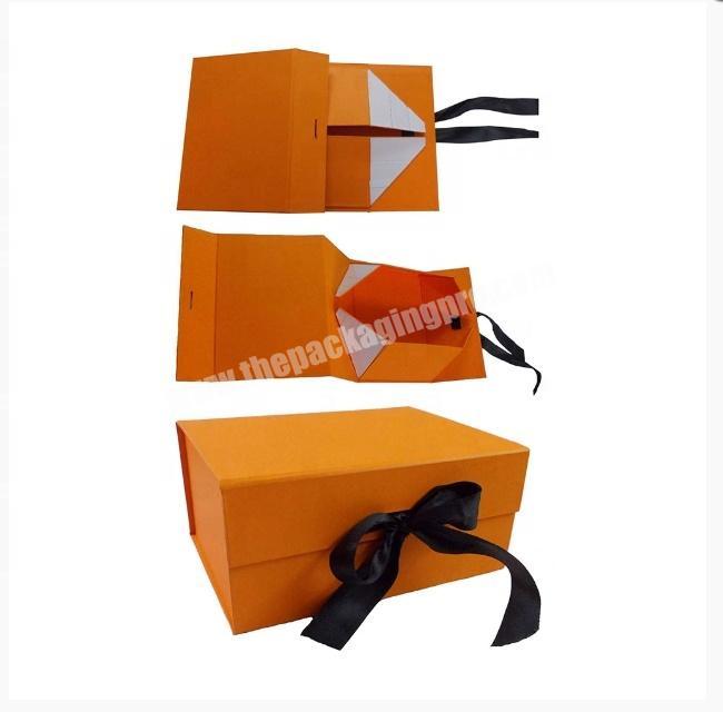 custom design make-up clothes & accessories cardboard foldable gift box with ribbon