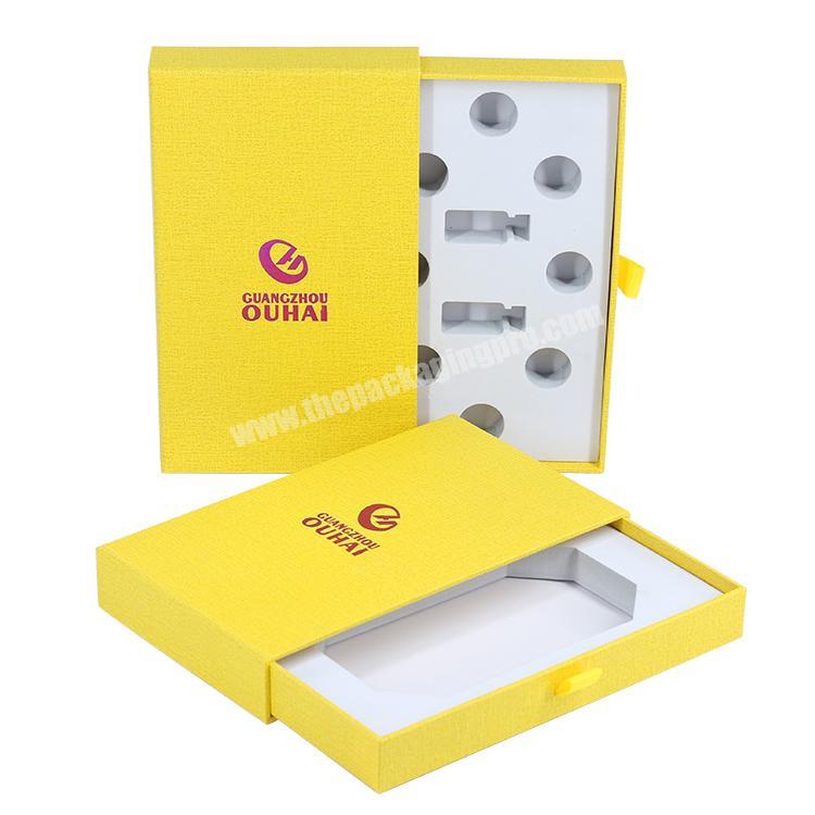 Custom design make up cosmetic dropper bottle packaging paper gift box with EVA foam sponge tray insert
