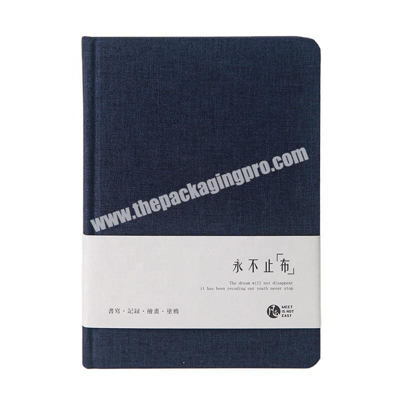 Custom Design Navy Blue Office Stationery Journal Love Student Diary Business Academic Hardcover Fabric Linen Notebook